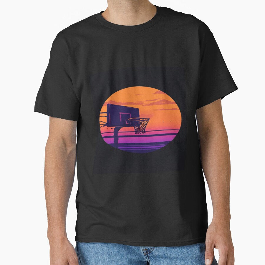 Retro basketball hoop sunset by NDstudio