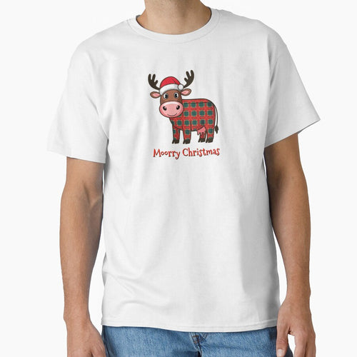 "MOORRY CHRISTMAS" Christmas Plaid Cow by Wander X Design