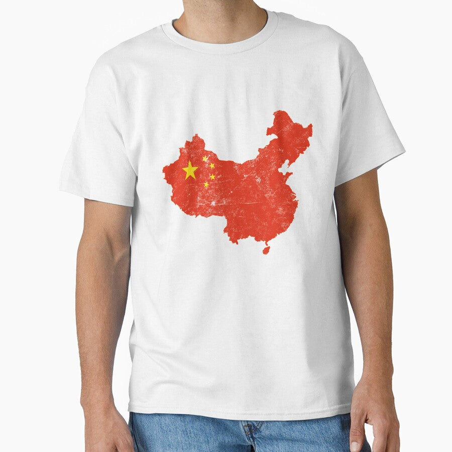 China Flag Map tshirt distressed vintage by farhanhafeez