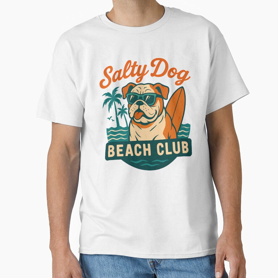 Salty Dog Beach Club – Cool Bulldog Surfing Retro Summer Design by The Wonder cabinet