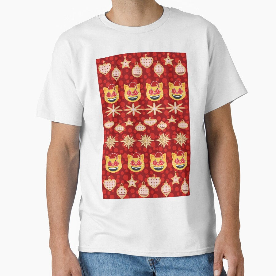 Cute Christmas Cat Pattern – Festive Kawaii Holiday Cats & Ornaments Design by HopeAndHustle