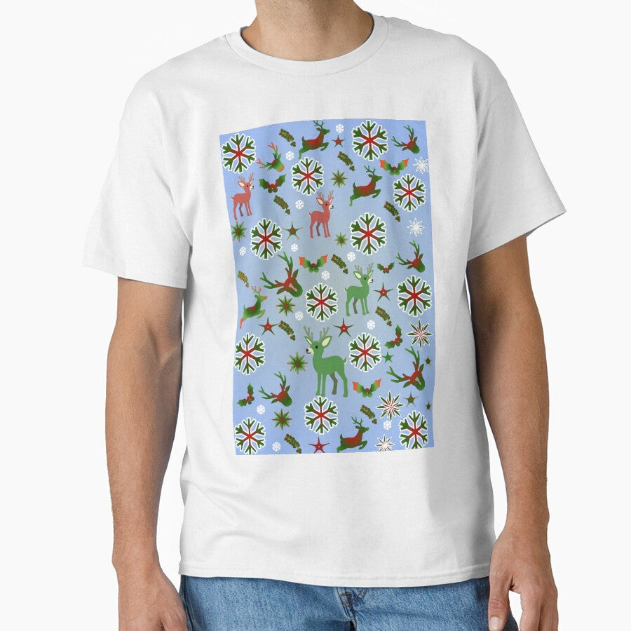 Cute Christmas Reindeer Pattern • Winter Blue Holiday Snowflake Seamless Design by HopeAndHustle