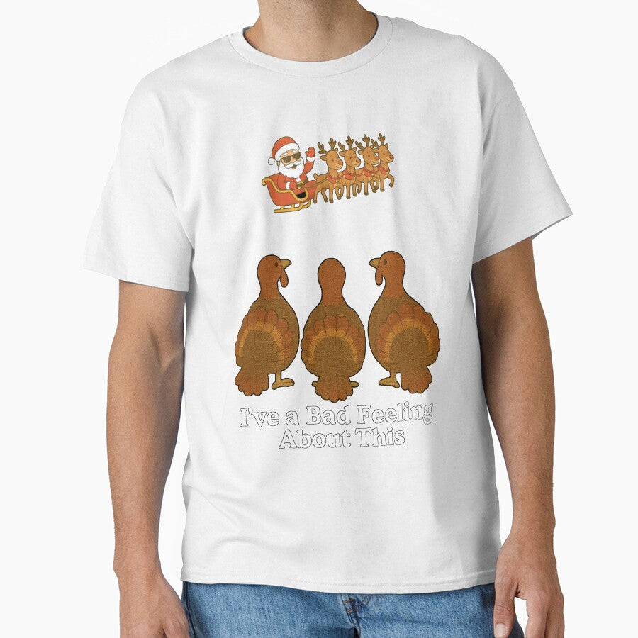 Turkeys looking at Santa on his  sleigh Christmas by JamesDunican