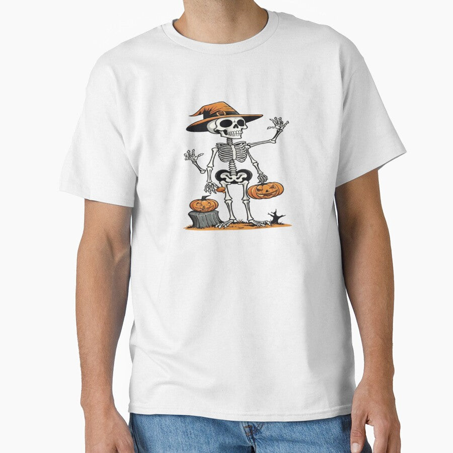 Halloween skeleton with pumpkins. by DaliaSabryTee