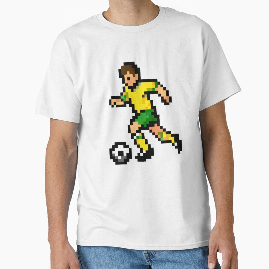 Pixel Soccer Player Dribbling – Yellow & Green Retro 8-Bit Football by Is It Soccer Or Football
