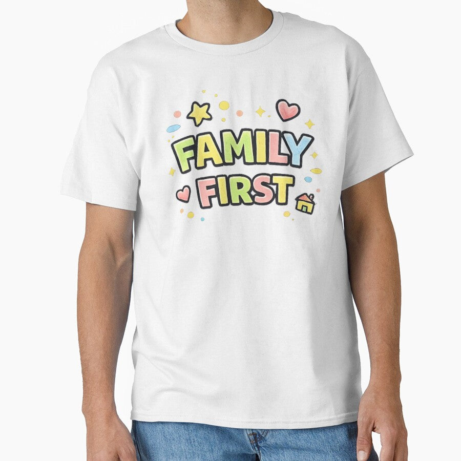Family First - Childlike Crayon Lettering Art by LEFTERIS-DESIGN