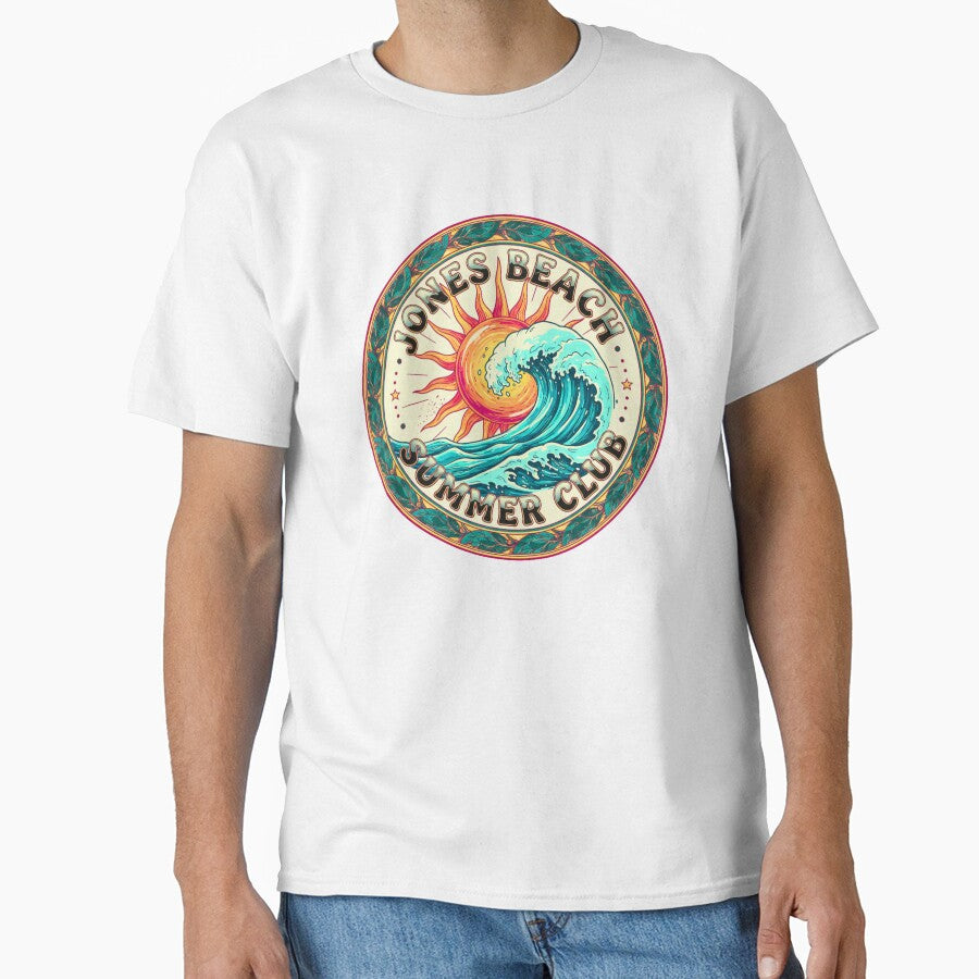 Jones Beach Summer Club Retro Badge - Vintage Sun & Waves by FitEnvy