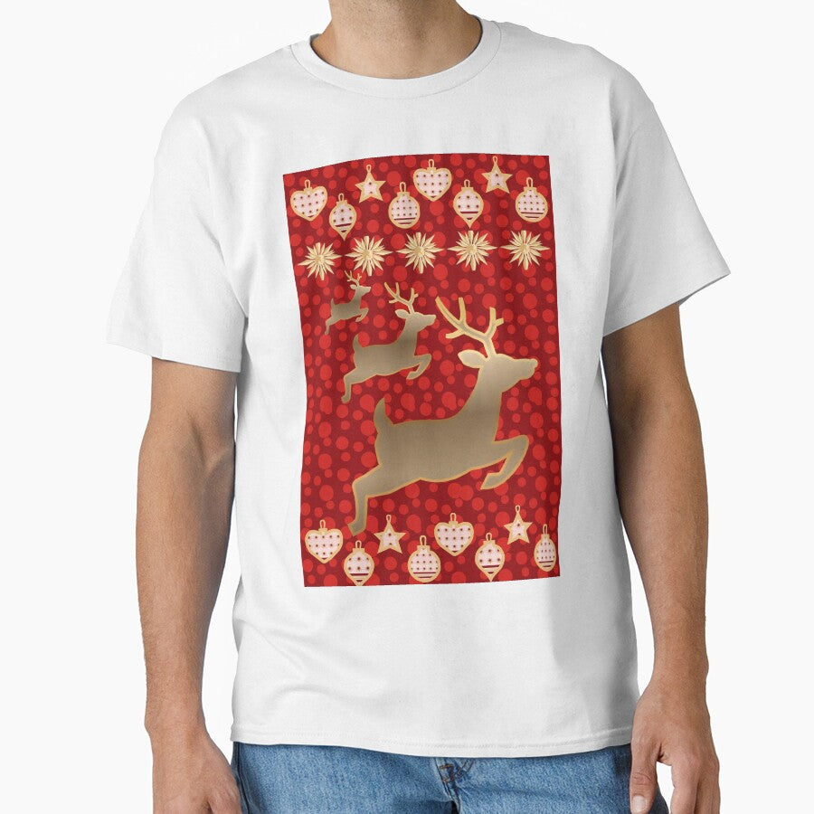 Golden Reindeer Christmas Pattern – Festive Holiday Red Design by HopeAndHustle