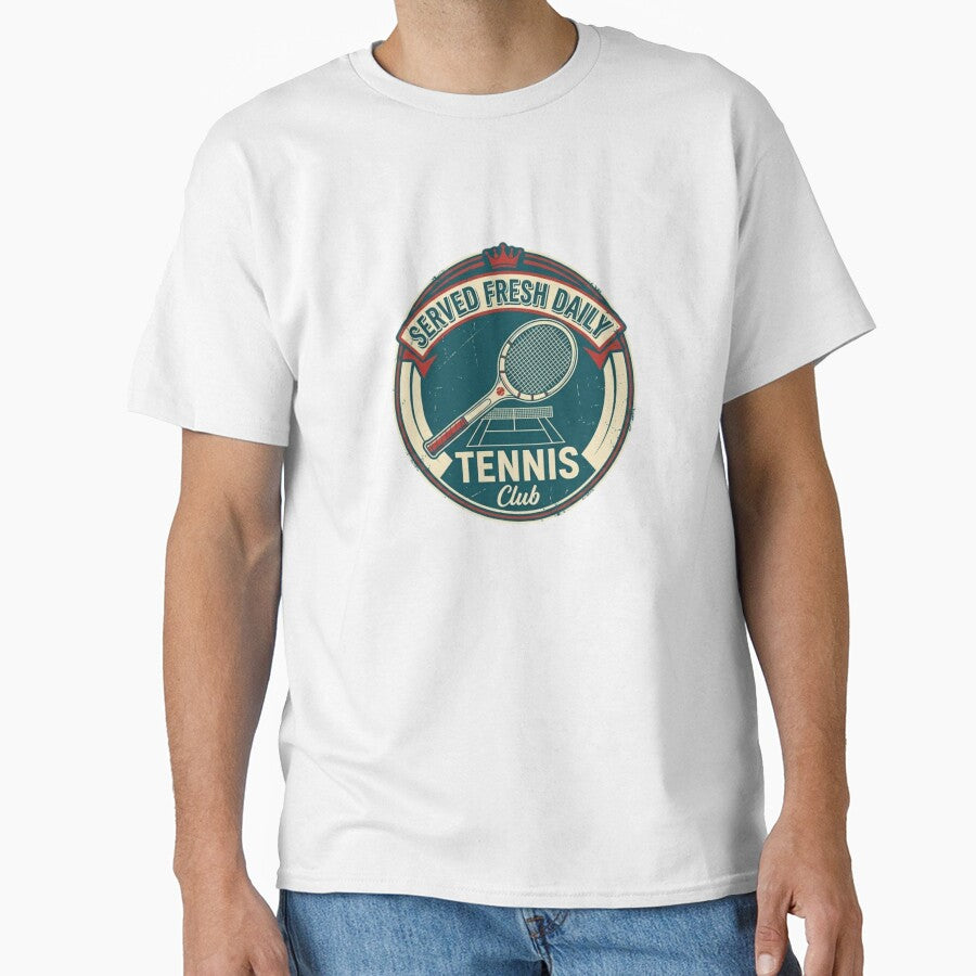 Served Fresh Daily Tennis Shirt Retro Tennis Design by RunningWhiskers