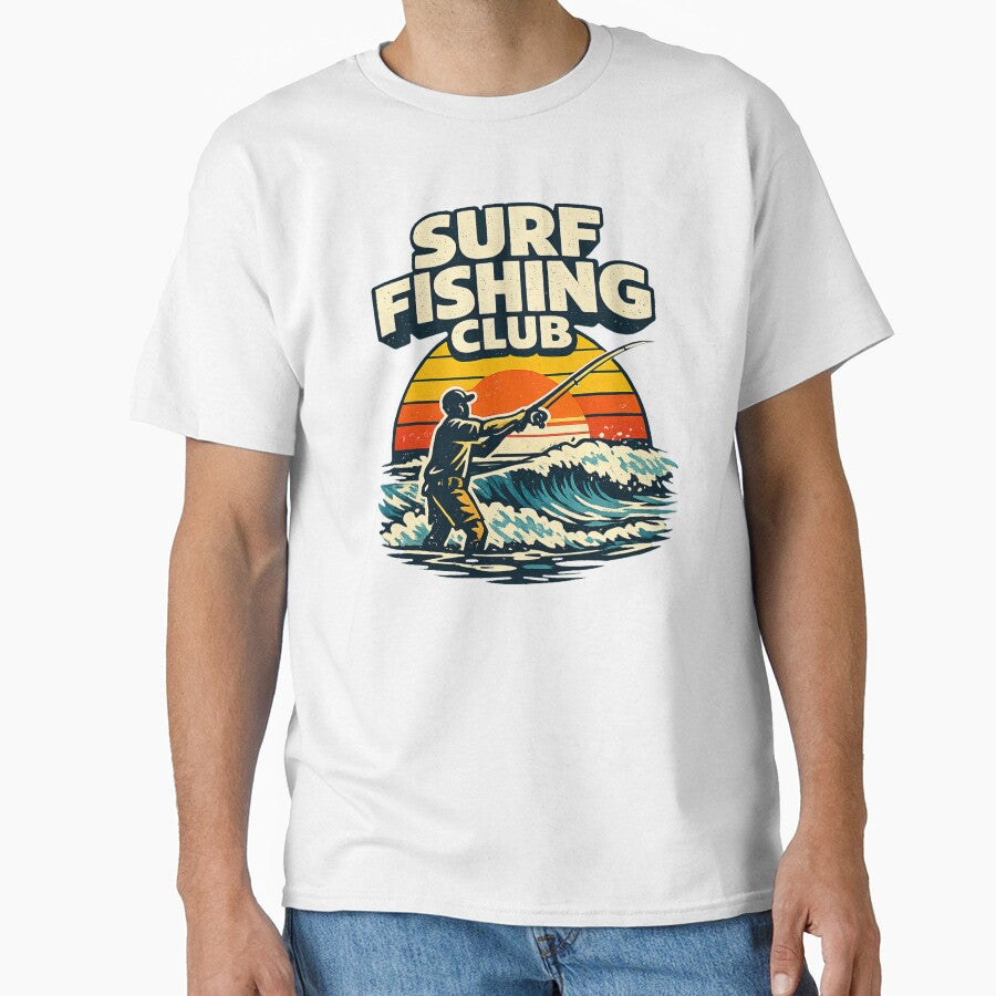 Surf Fishing Club Vintage Sunset Surf Angler Ocean Fishing Graphic by SaDesign99