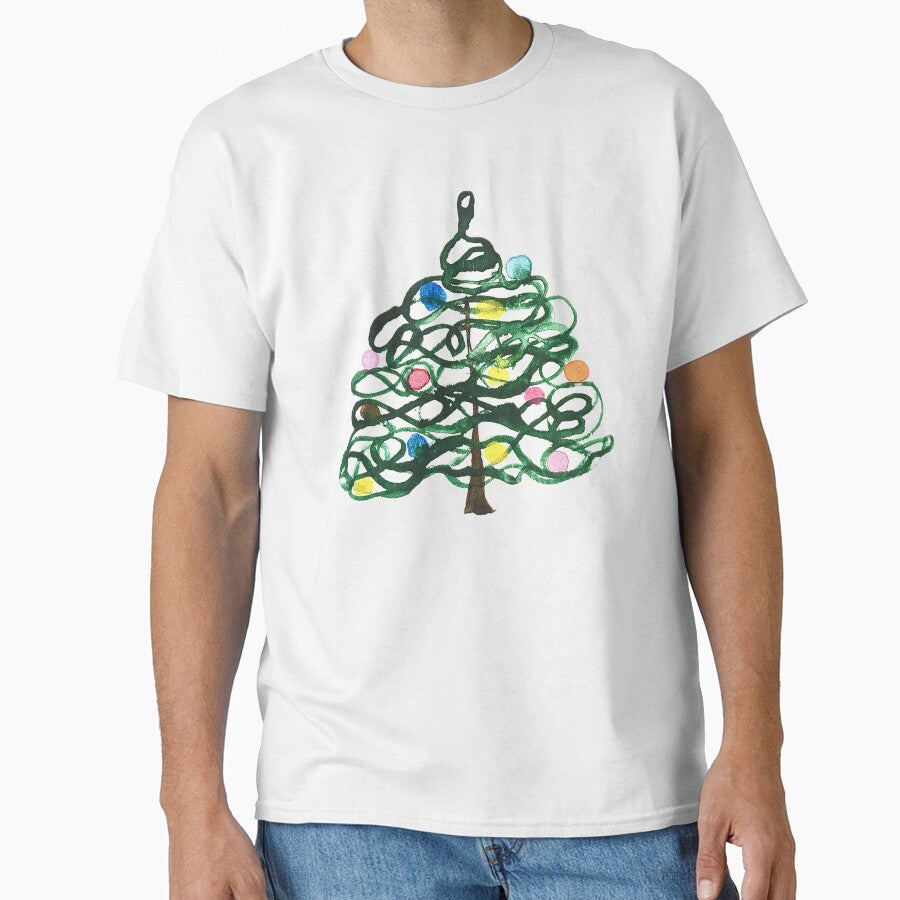 Watercolor Christmas Tree Pattern with Colorful Baubles by Monika Howarth