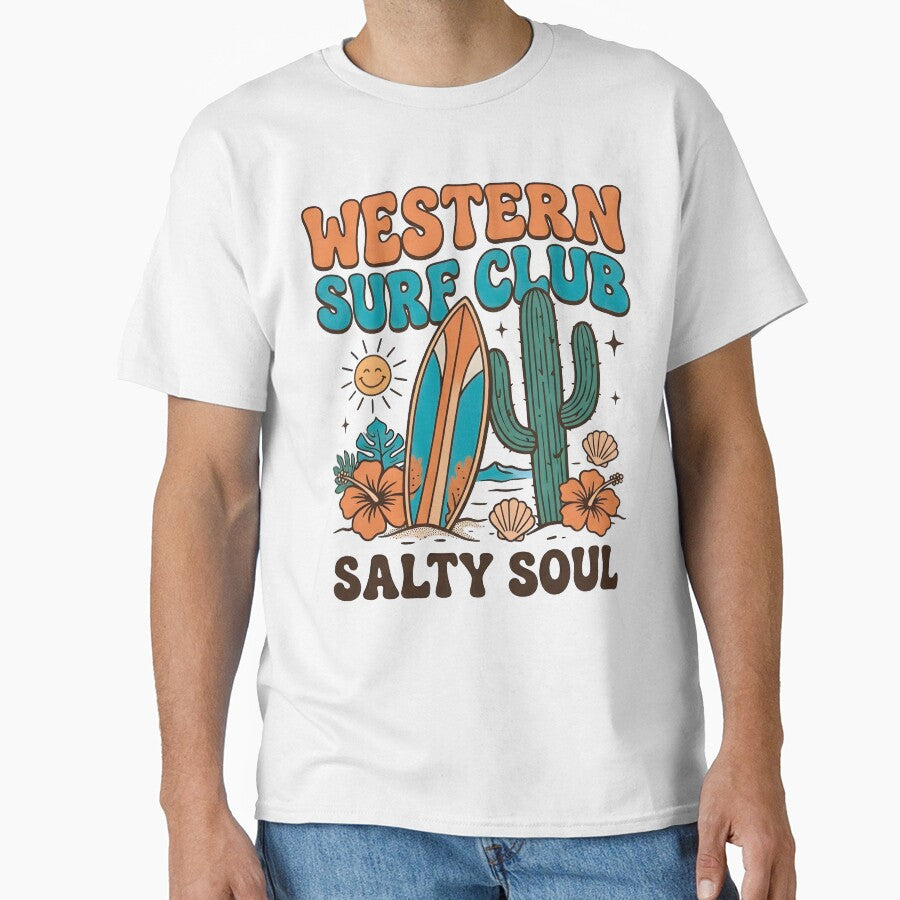 Western Surf Club T-Shirt - Retro Coastal Cowgirl Aesthetic by al21ex