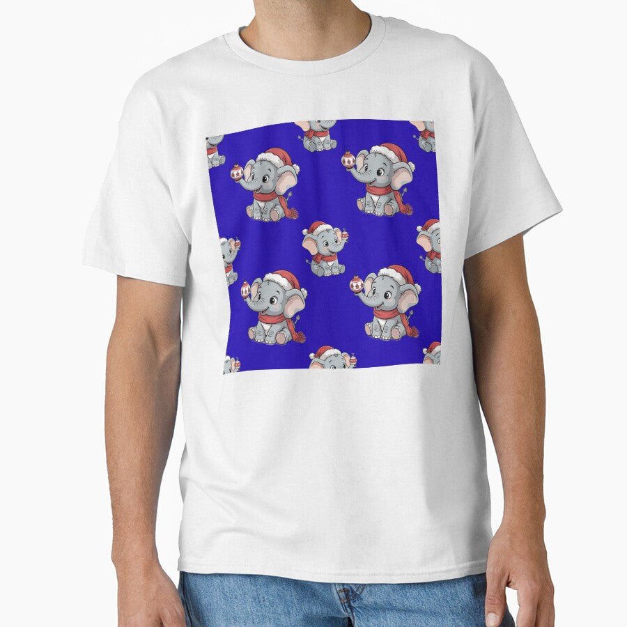 Cute Elephant in Santa Hat Holiday Pattern by Grang Art Artistic Designs
