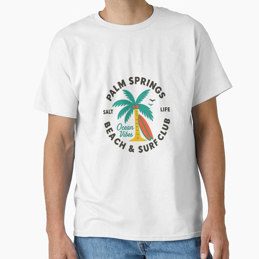 Retro Palm Springs Beach & Surf Club – Vintage Summer Vibes Illustration by Colorful-Garden