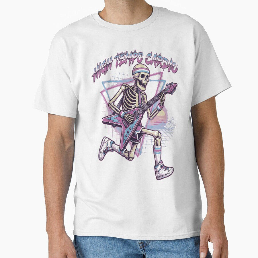High Tempo Cardio Skeleton Guitar Runner – Retro 80s Fitness Rock Art by devilfronty