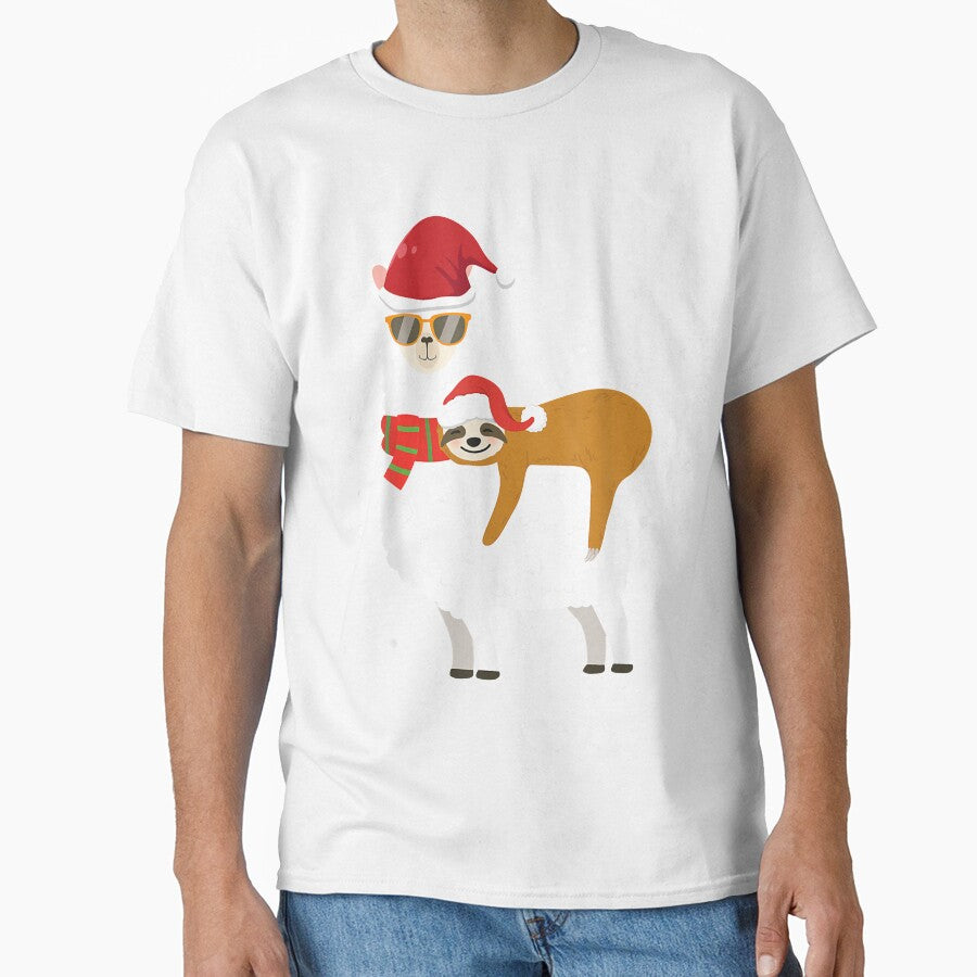 Sloth Riding Llama Funny Santa Hat Christmas Pajama by NormaEng