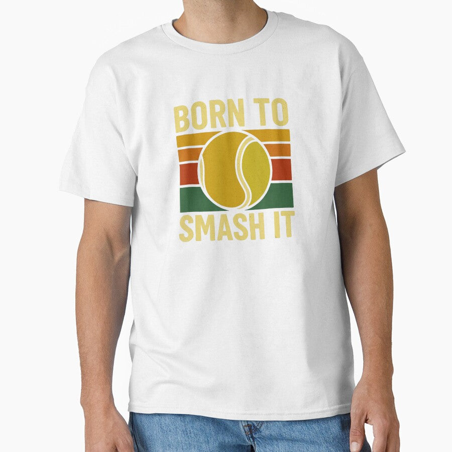 Born To Smash It Tennis Retro Vintage Sunset by WayTBeenkenArt