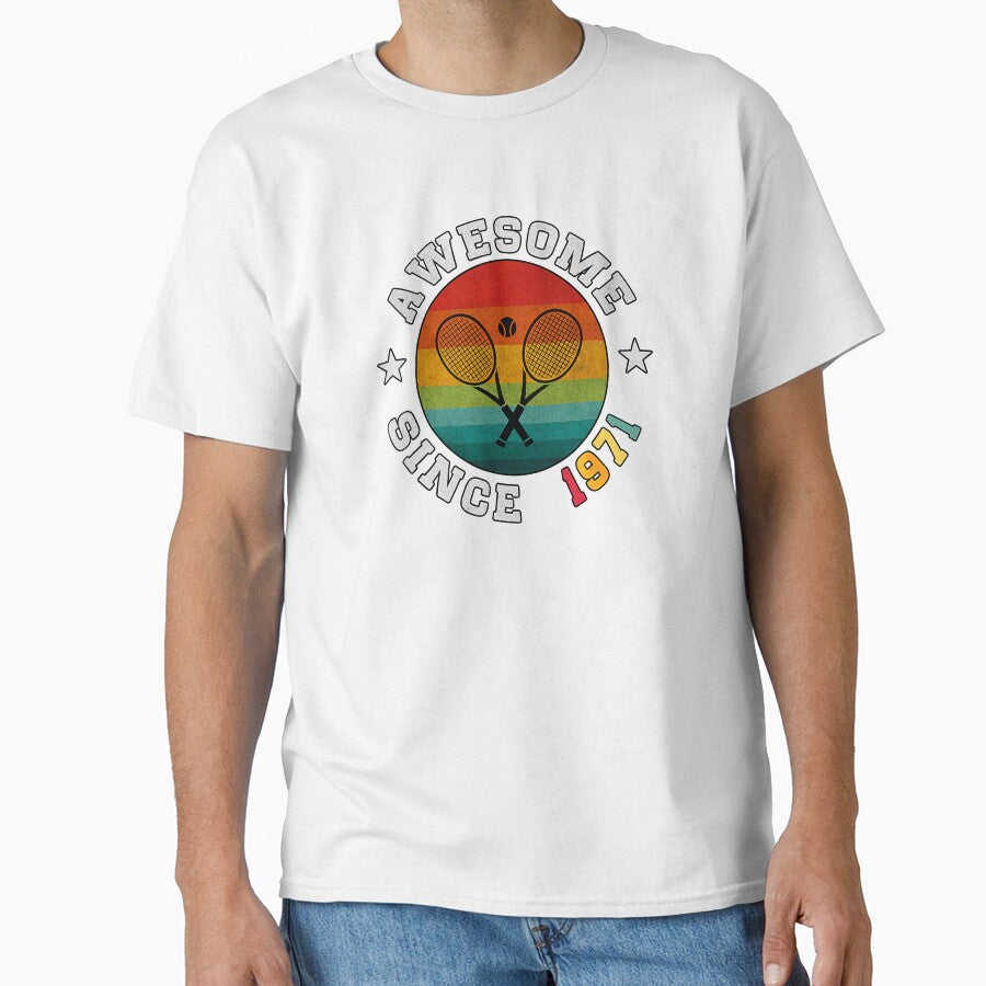 Awesome Since 1971 Tennis Vintage Retro Birthday by WayTBeenkenArt