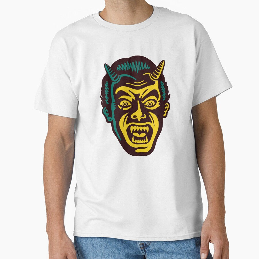 Vintage creepy, scary, horror, spooky, monster, devil face halloween by artomazo
