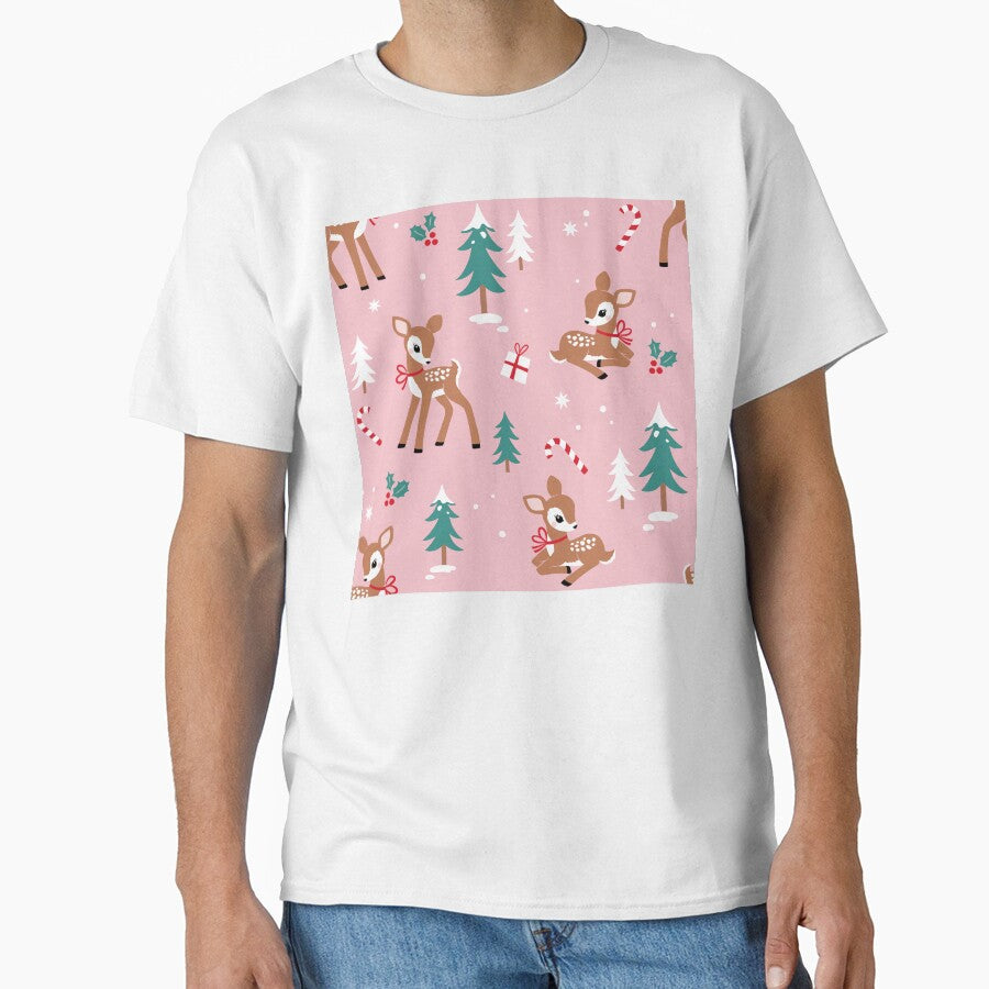 Pink Baby Reindeer Pattern, Fawn, Festive Holiday, Merry Christmas by newburyboutique