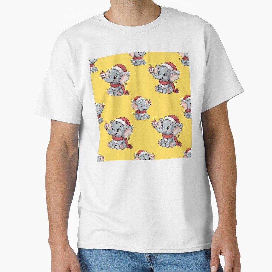 Adorable Elephant Christmas Print by Grang Art Artistic Designs