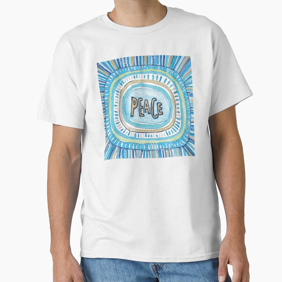 Peace -  meditative doodle in blue and gold by CSheehanArt