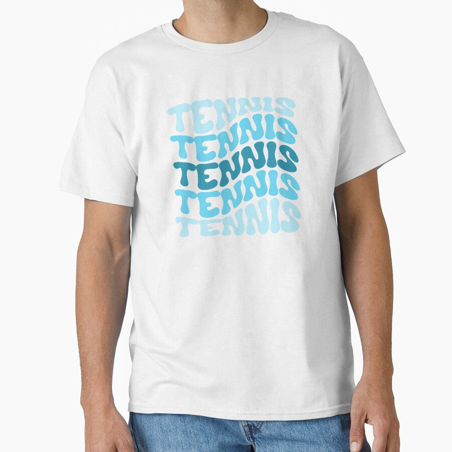 Tennis Blue Wavy Retro Tennis Player Groovy by StrideSuccess