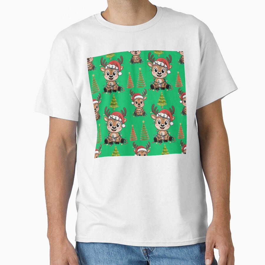 Santa Hat Reindeer Christmas Pattern by Grang Art Artistic Designs
