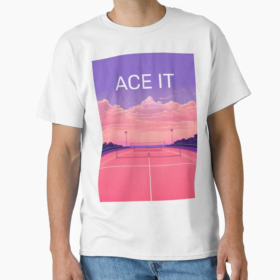 ACE IT Evening Glow - Vintage Retro Tennis Court Art Print in Pink Purple Aesthetic for Sports Lovers Wall Art by PinkNomad