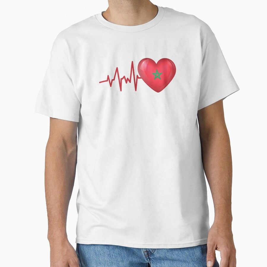 HEARTBEAT MOROCCO MAROC FLAG ECG GIFT IDEA by melshirt-shop