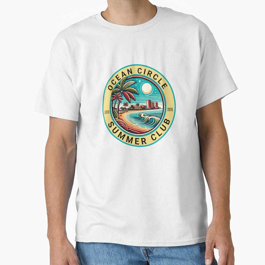 Ocean Circle Summer Club Retro Beach Design by PrintandJoy