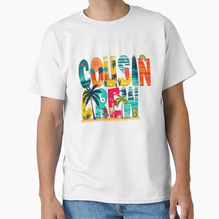 Cousin Crew Beach T-Shirt – Tropical Palm & Waves Family Matching Tee by Happy'CLICK'
