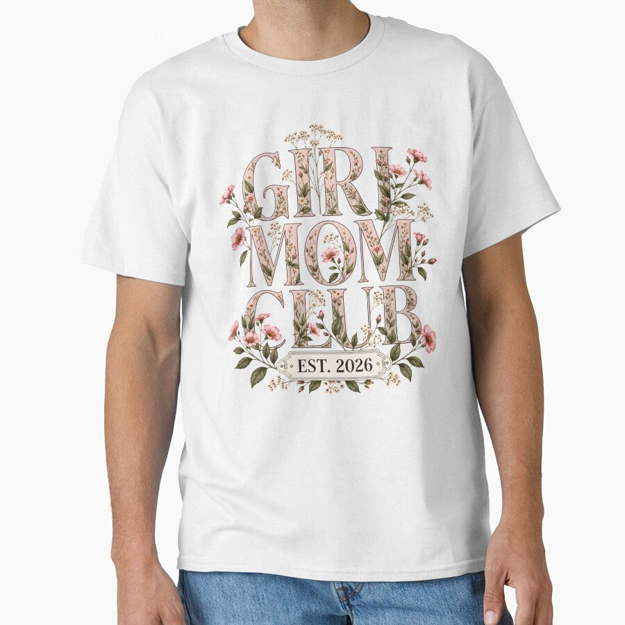 Girl Mom Club Est 2026 Vintage Floral Pregnancy Announcement Gift by AnnDesignStudio