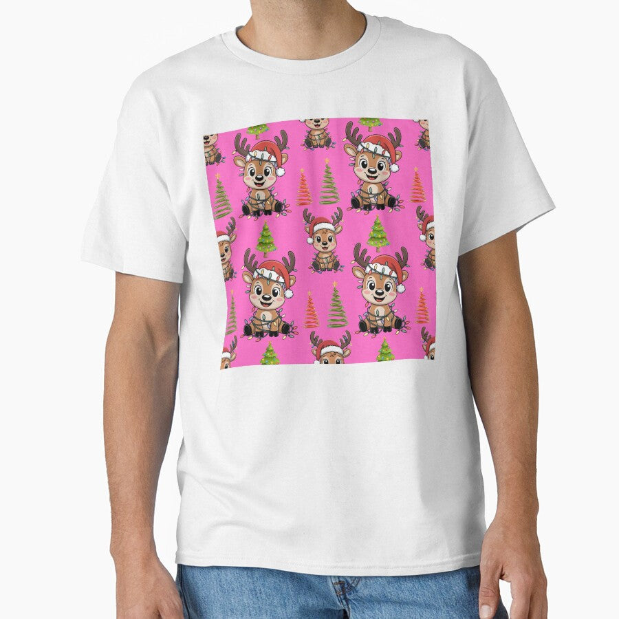 Cute Kids Christmas Reindeer Seamless Print by Grang Art Artistic Designs