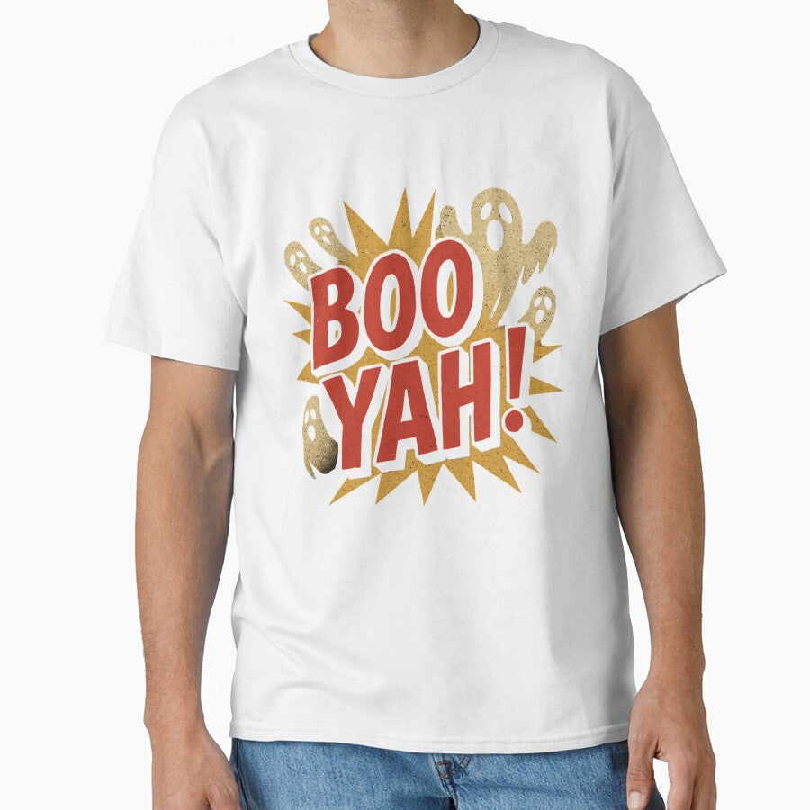 Vintage Boo Yah! Halloween Design – Retro Horror Ghost Poster Style by NovivoPrints