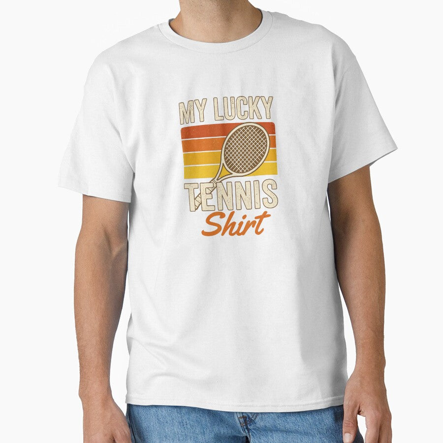My Lucky Tennis Shirt Vintage Retro Racket by WayTBeenkenArt