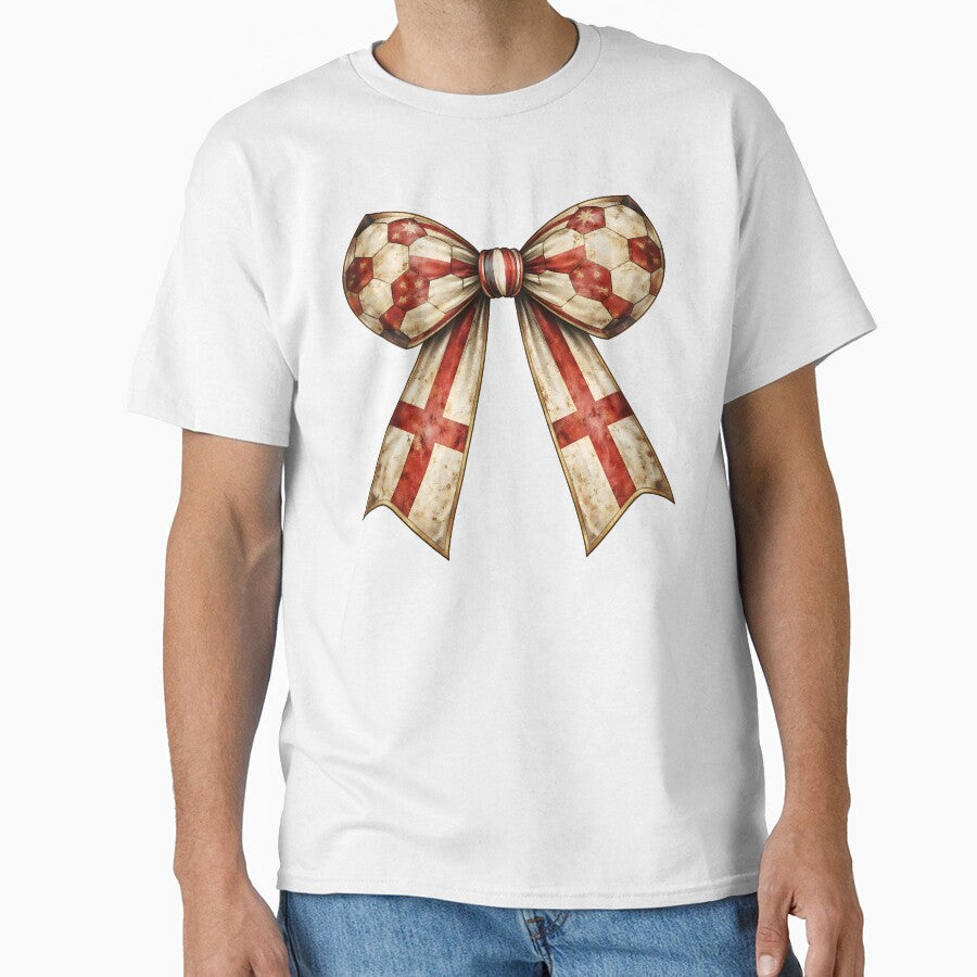 Patriotic Soccer England Flag Patterned Fan Coquette Vintage Bow by MuniraWearify