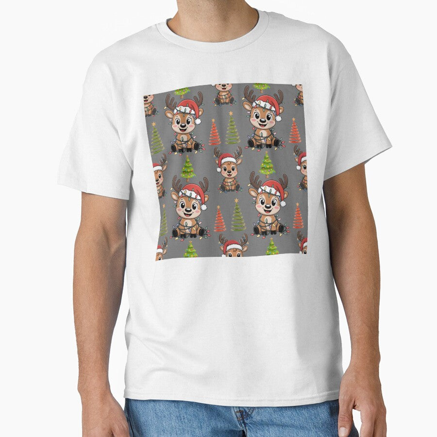 Fun Festive Reindeer & Holiday Tree Seamless Art by Grang Art Artistic Designs