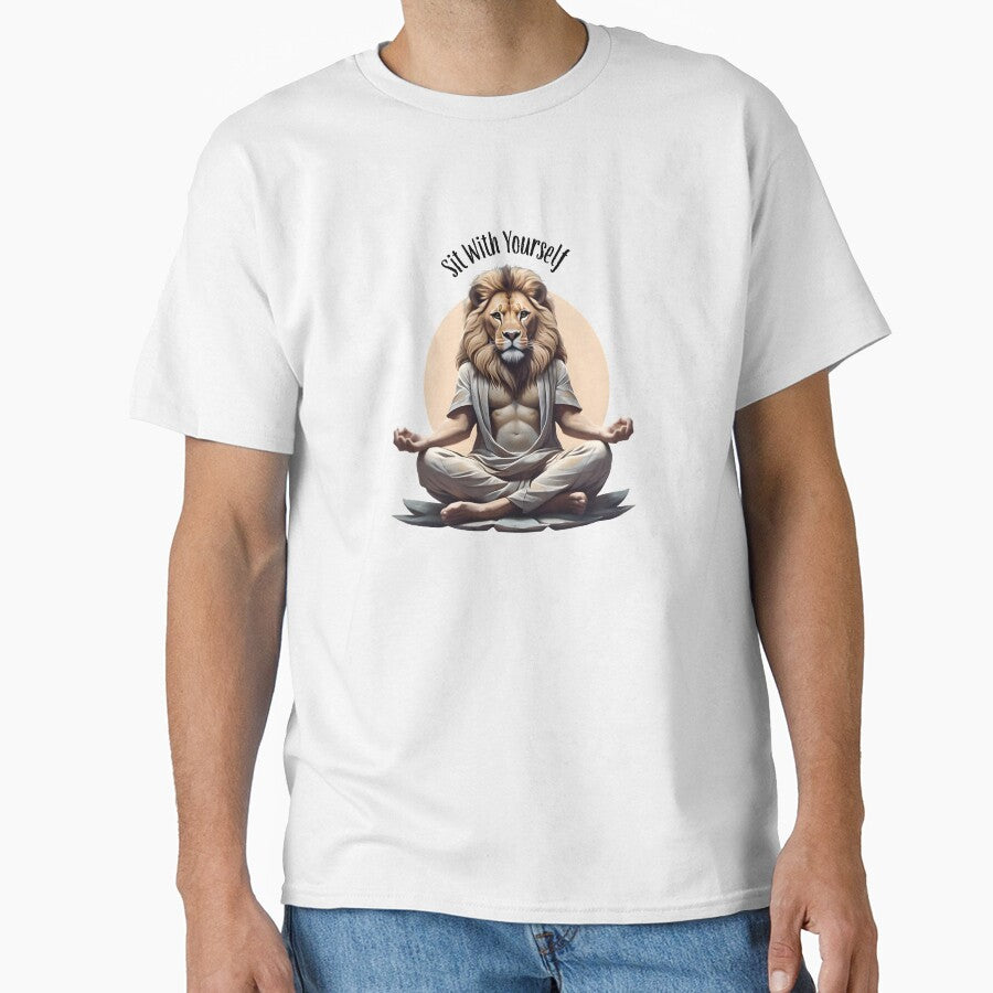 Lion Meditation T Shirt For Spiritual Lovers by Apotheosis by Irie Meraki