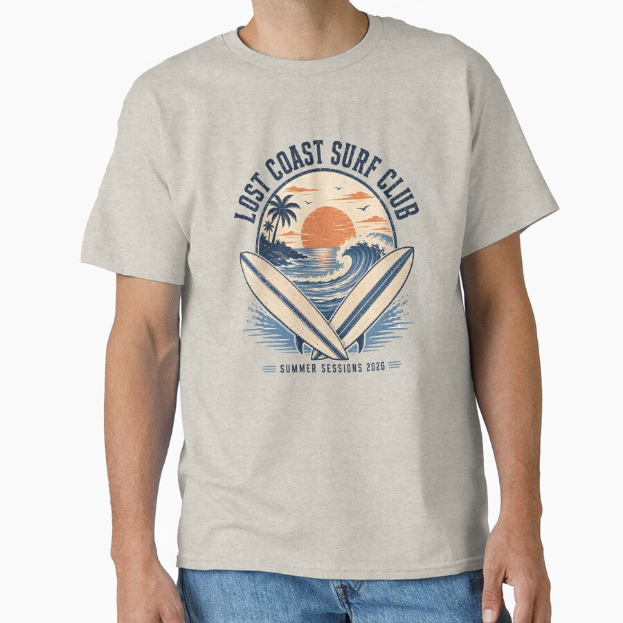Vintage Lost Coast Surf Club – Retro Summer Surf T-Shirt Design by JAWPoD