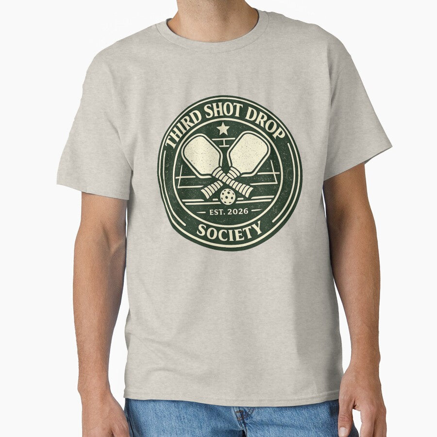 Retro Pickleball Shirt – Third Shot Drop Society Vintage Club Seal by TheCrookedFern