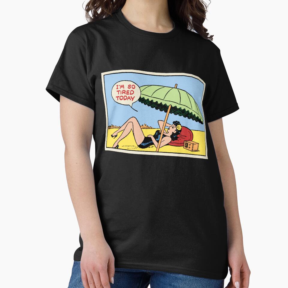 I'm So Tired Today • Rockabilly Girl Pin Up Beach Day Pop Art by wmxdesign