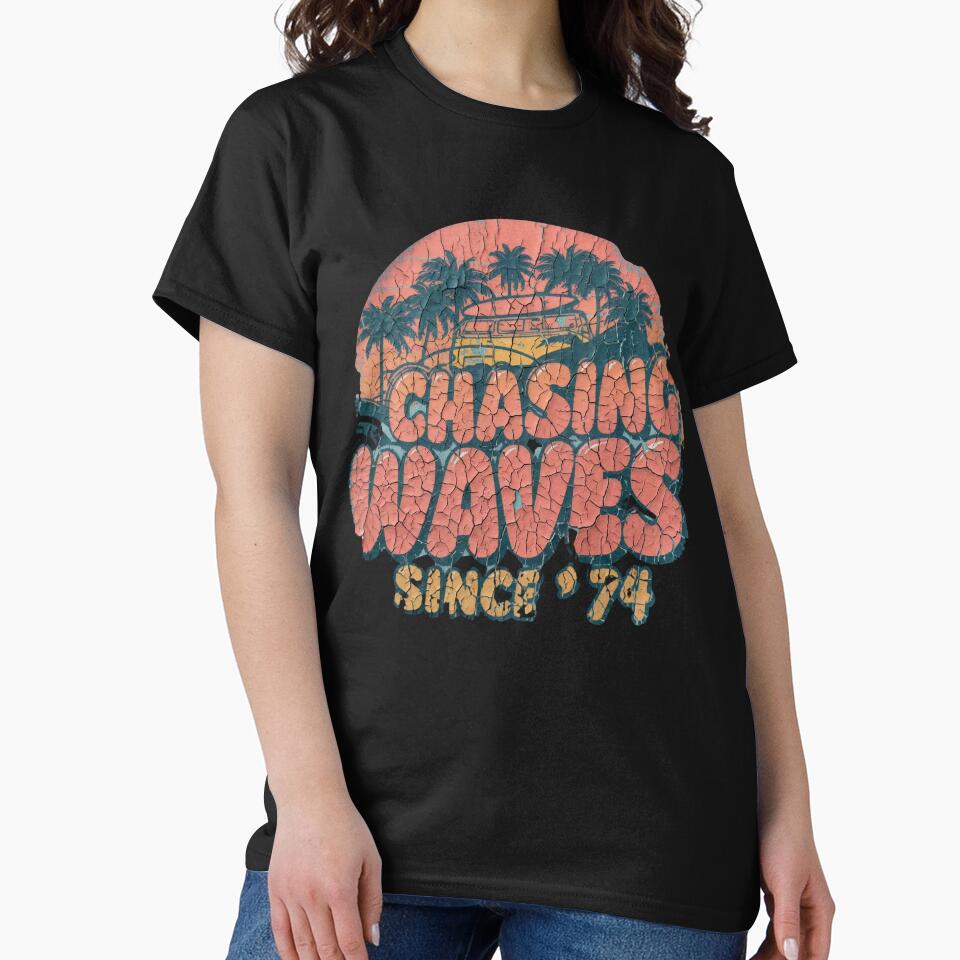 Chasing Waves Since 74 - Distressed Retro Surf Sunset & Camper Van by Melian Vintage