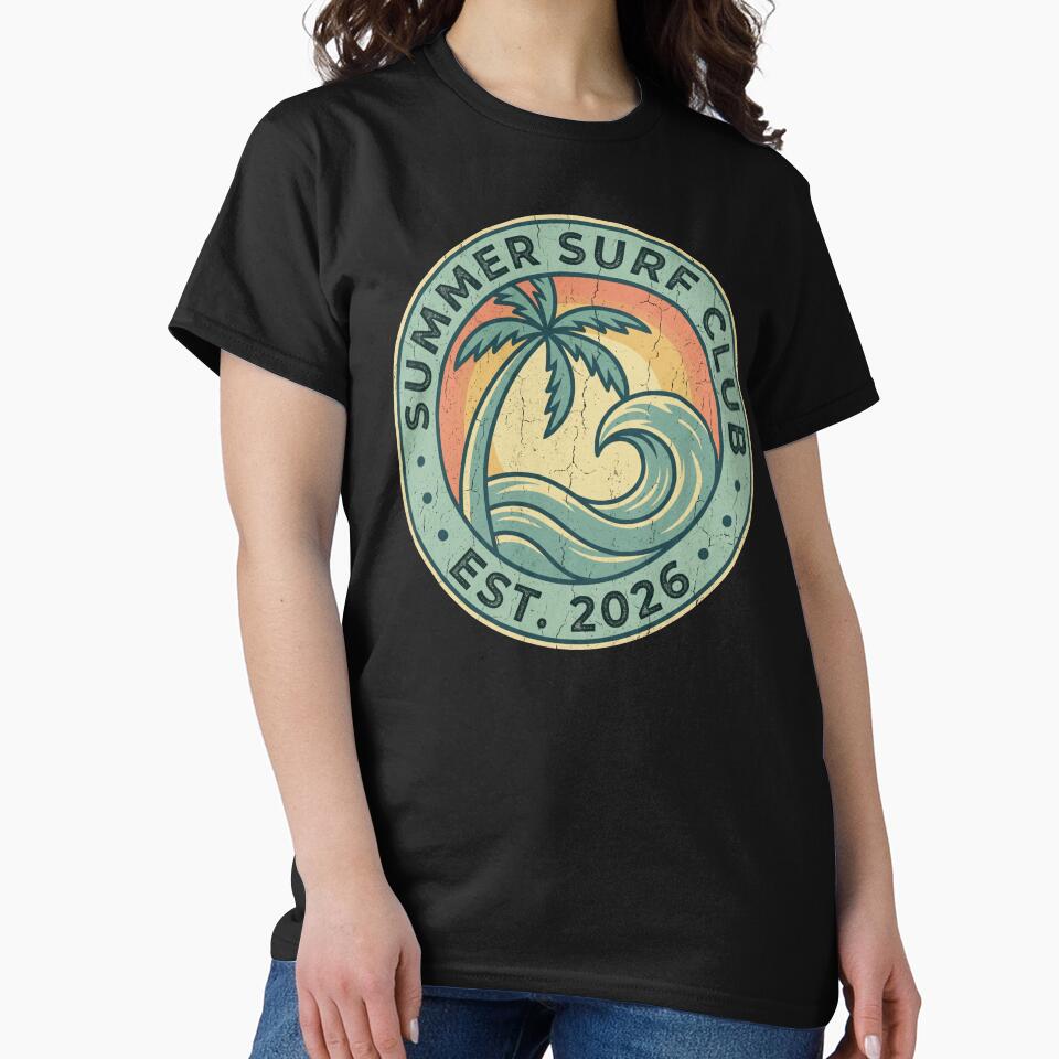 Vintage Summer Surf Club 2026 Retro Badge by TeNovaStudio