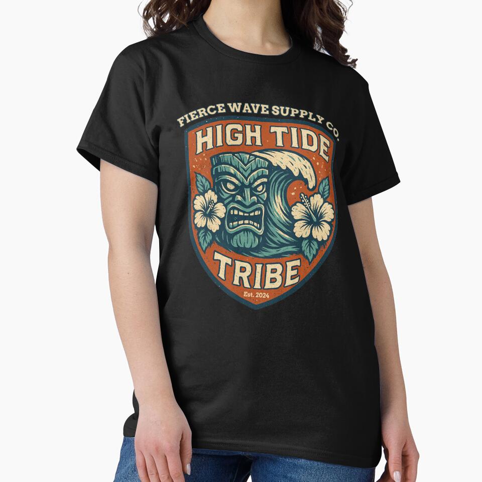 High Tide Tribe Surf Graphic – Vintage Tiki Gulf Coast Beach Decal by Fierce Wave Supply Co.
