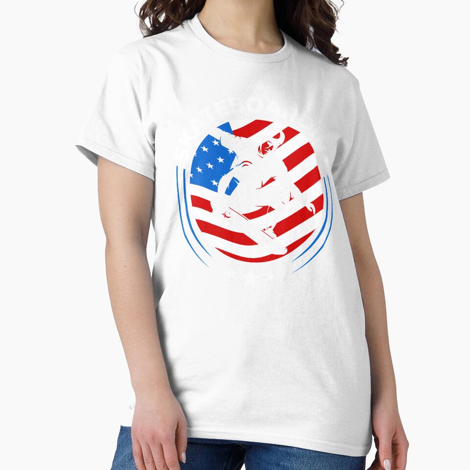 USA Skateboarding with American Flag by Uppercase Tees