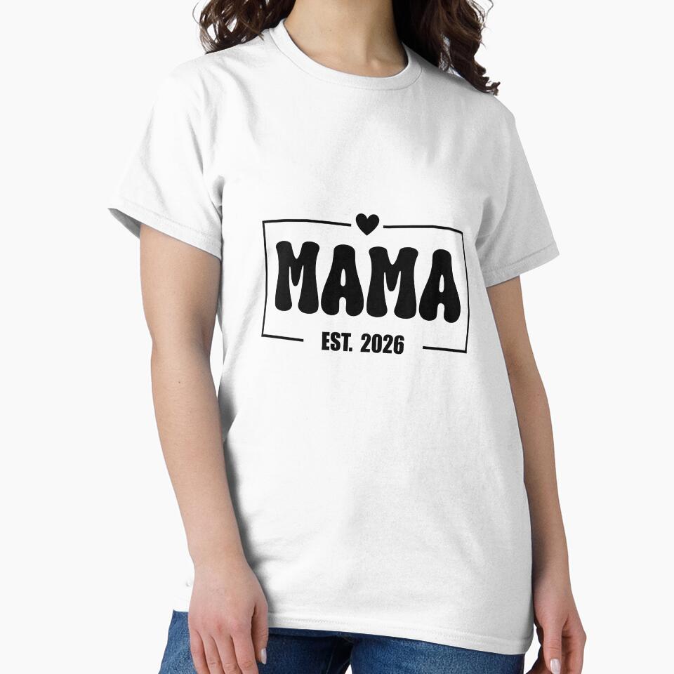 Retro Mama Est. 2026 Typography Design by WhiteDoveArt