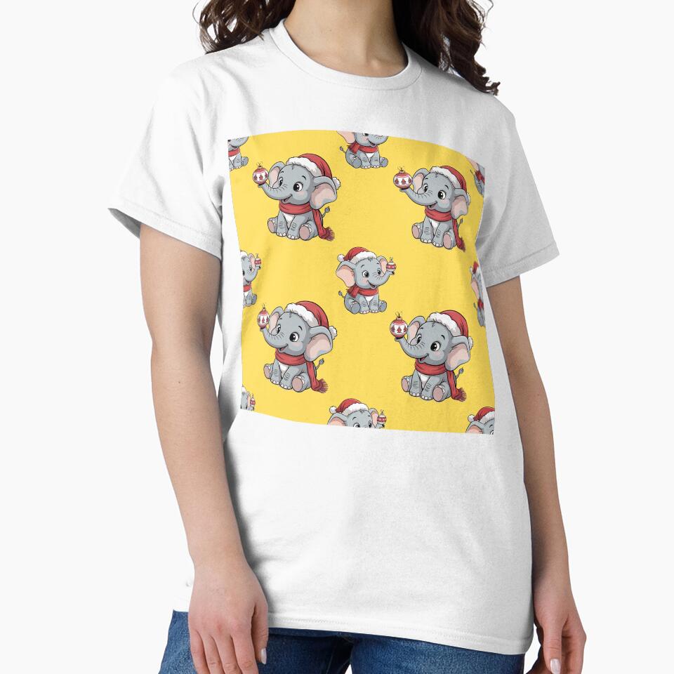 Adorable Elephant Christmas Print by Grang Art Artistic Designs
