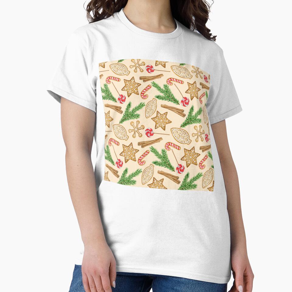 Cozy Gingerbread & Christmas Treats Watercolor Pattern by LuckyStarShop7