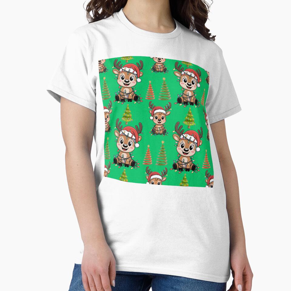 Santa Hat Reindeer Christmas Pattern by Grang Art Artistic Designs